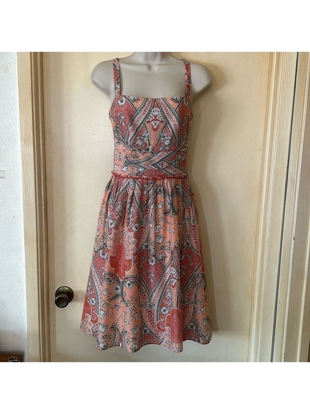 Ann Taylor Fit And Flare Pleated Midi Dress Size 0